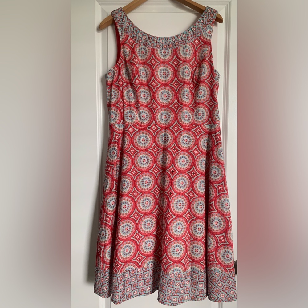 Talbots Mixed Geo-print Fit-and-flare dress 12 EUC